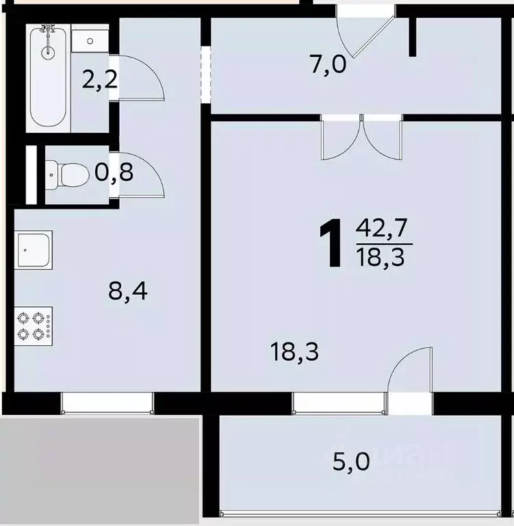 1-к кв. Челябинская область, Челябинск ул. Тухачевского, 12 (40.4 м) - Фото 1