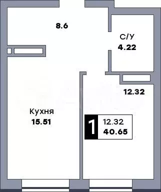 1-к. квартира, 40,7 м, 3/17 эт. - Фото 0