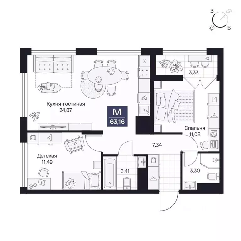 2-к кв. Волгоградская область, Волгоград просп. Имени В.И. Ленина, 59Г ... - Фото 1