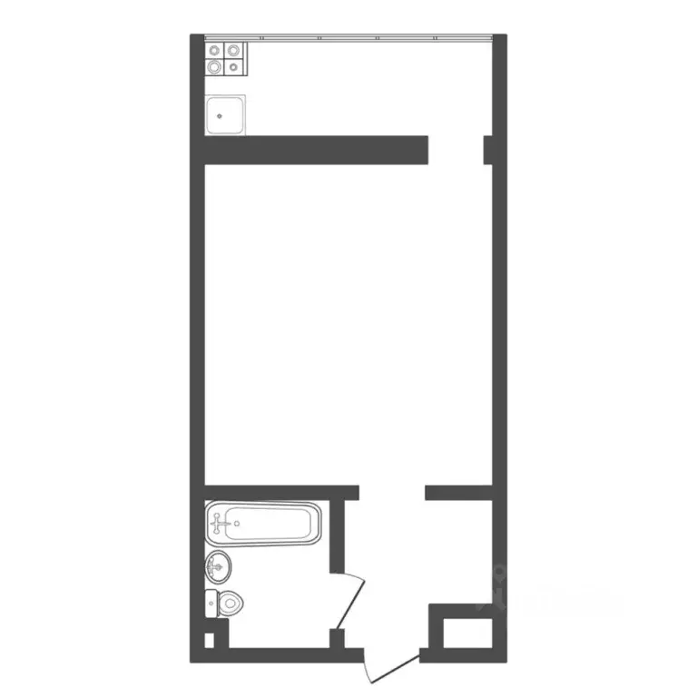 Студия Тюменская область, Тюмень ул. Бабарынка, 16а (17.0 м) - Фото 2