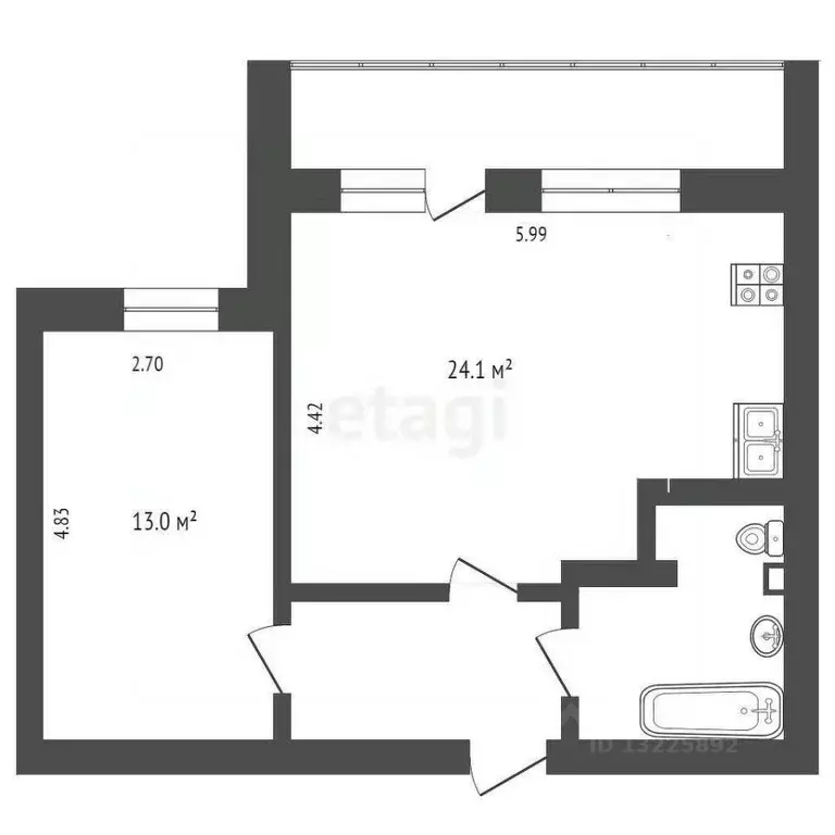 2-к кв. Вологодская область, Вологда ул. Герцена, 116 (47.7 м) - Фото 1