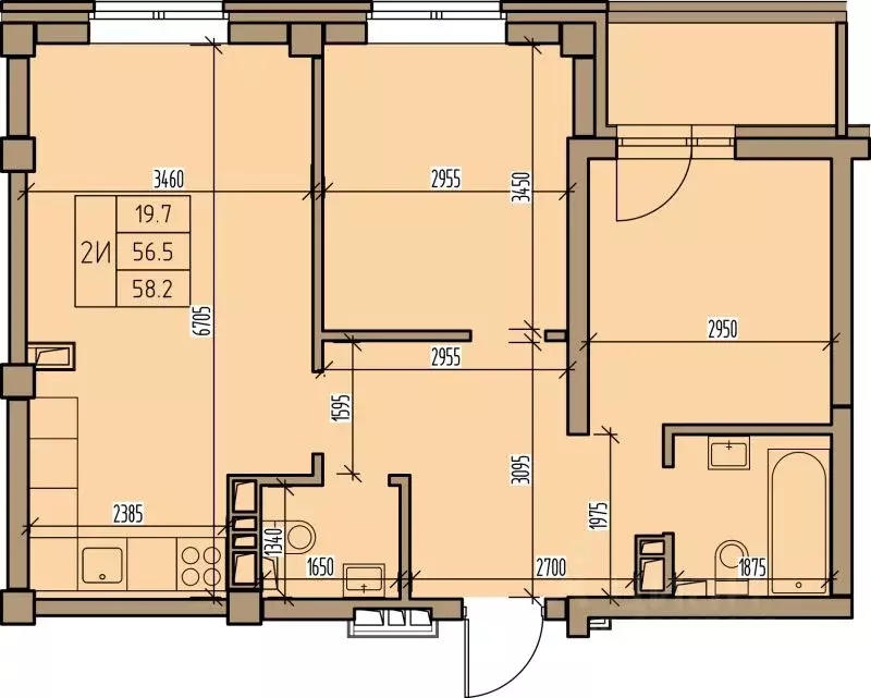 2-к кв. Хакасия, Абакан ул. Комарова, 7 (58.2 м) - Фото 1