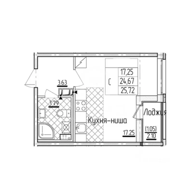 Студия Санкт-Петербург Кубинская ул., 82к3с1 (24.67 м) - Фото 0