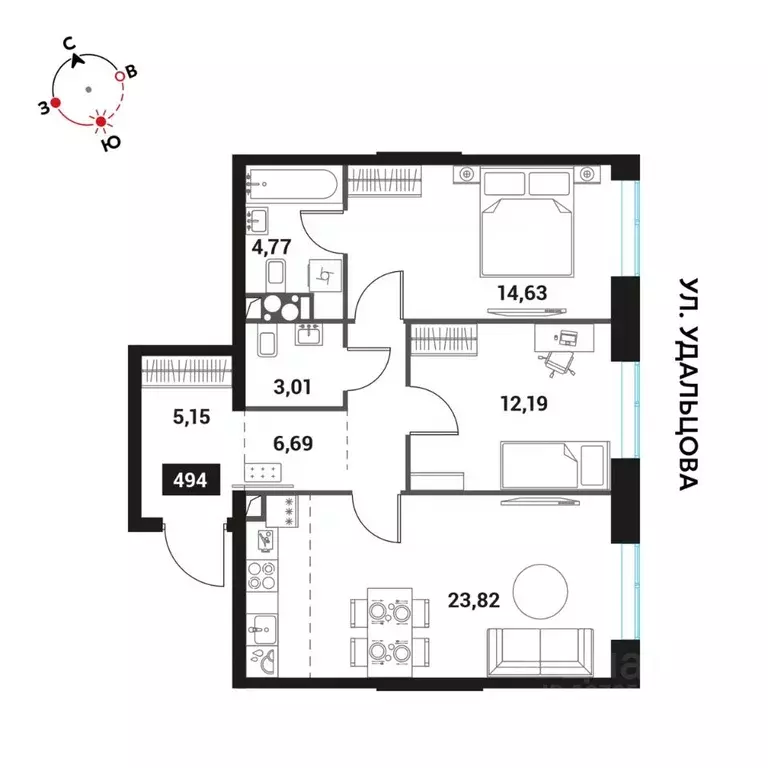 3-к кв. Москва Инноватор жилой комплекс, кБ (70.26 м) - Фото 0