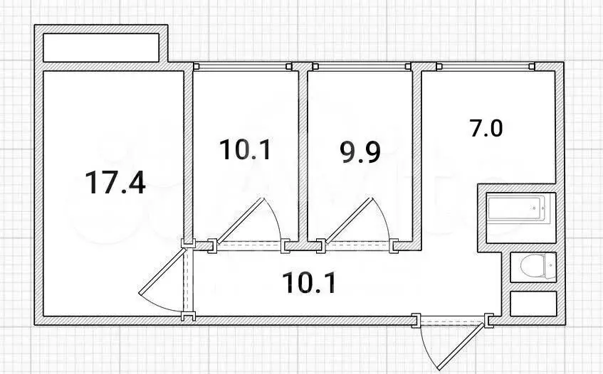 3-к. квартира, 58,5 м, 4/9 эт. - Фото 0