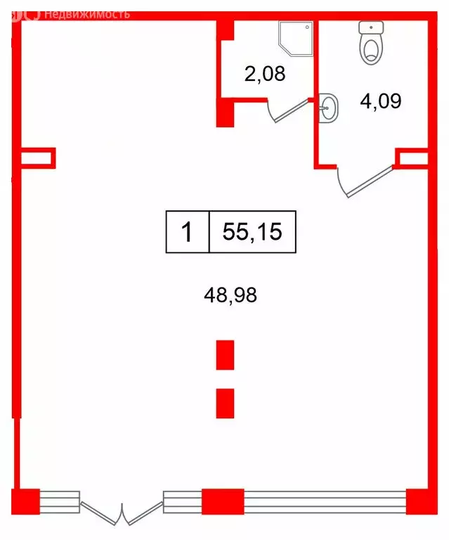 Помещение свободного назначения (55.15 м) - Фото 1