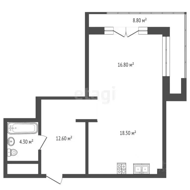 2-к кв. Краснодарский край, Новороссийск ул. Пархоменко, 53 (53.5 м) - Фото 2