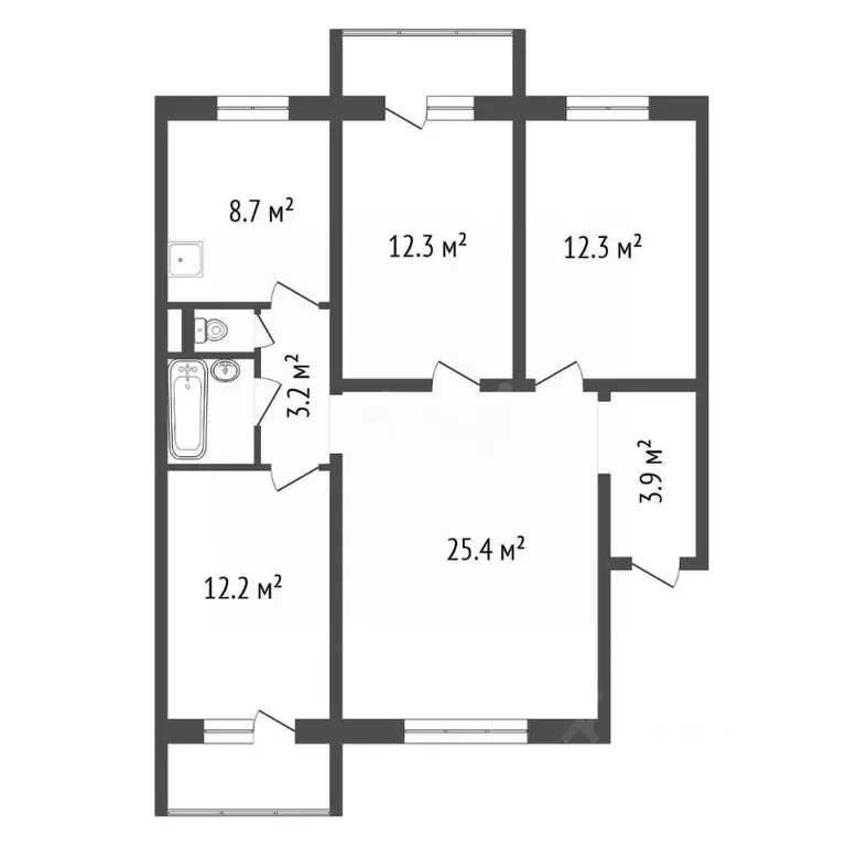 4-к кв. Красноярский край, Красноярск ул. Алексеева, 109 (81.6 м) - Фото 2