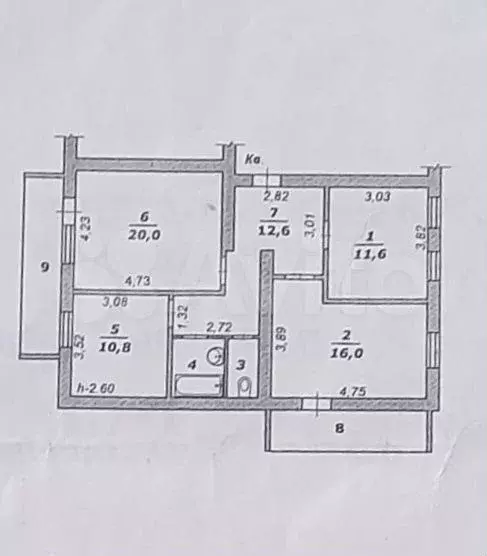 3-к. квартира, 83,4 м, 5/6 эт. - Фото 0