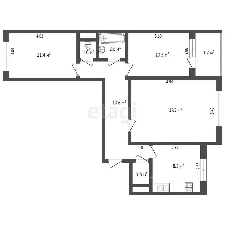 3-комнатная квартира: Саранск, улица Победы, 15 (63 м) - Фото 1