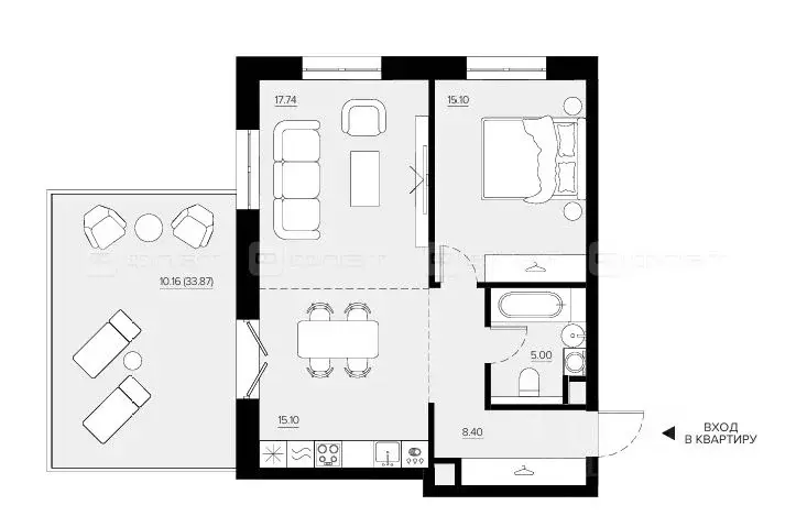 1-к кв. Татарстан, Казань Променад жилой комплекс (73.14 м) - Фото 1