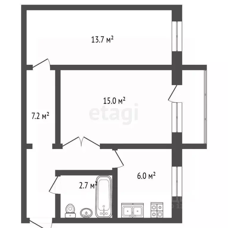 2-к кв. Орловская область, Орел Рощинская ул., 11 (44.6 м) - Фото 1