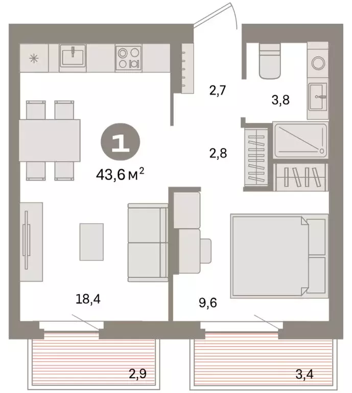 1-комнатная квартира: Екатеринбург, жилой район Сортировочный, ... - Фото 2
