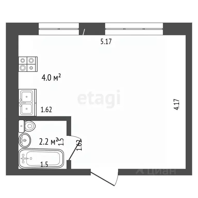 Студия Ростовская область, Ростов-на-Дону ул. Шишкина, 1/81 (21.2 м) - Фото 1