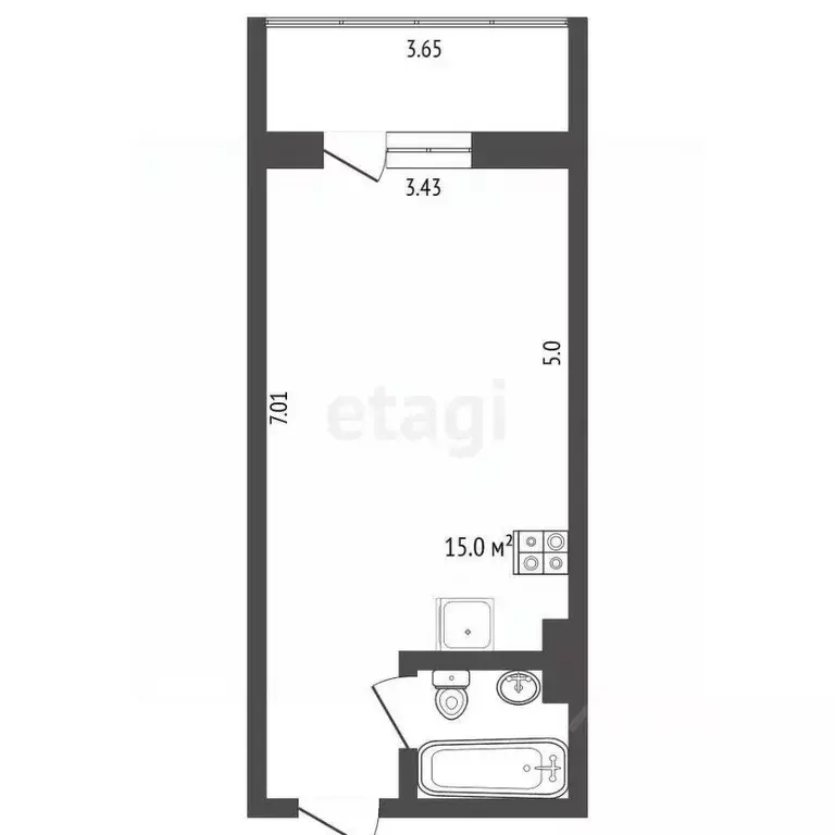 Студия Ханты-Мансийский АО, Сургут тракт Тюменский, 4 (28.7 м) - Фото 1