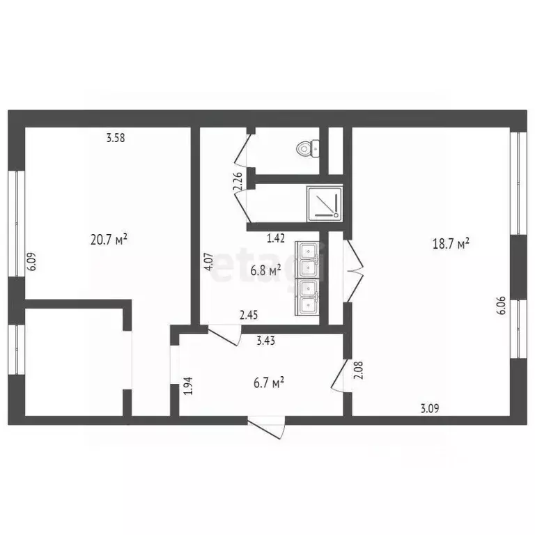 Комната Ханты-Мансийский АО, Нягань 1-й мкр, 46к2 (19.0 м) - Фото 2