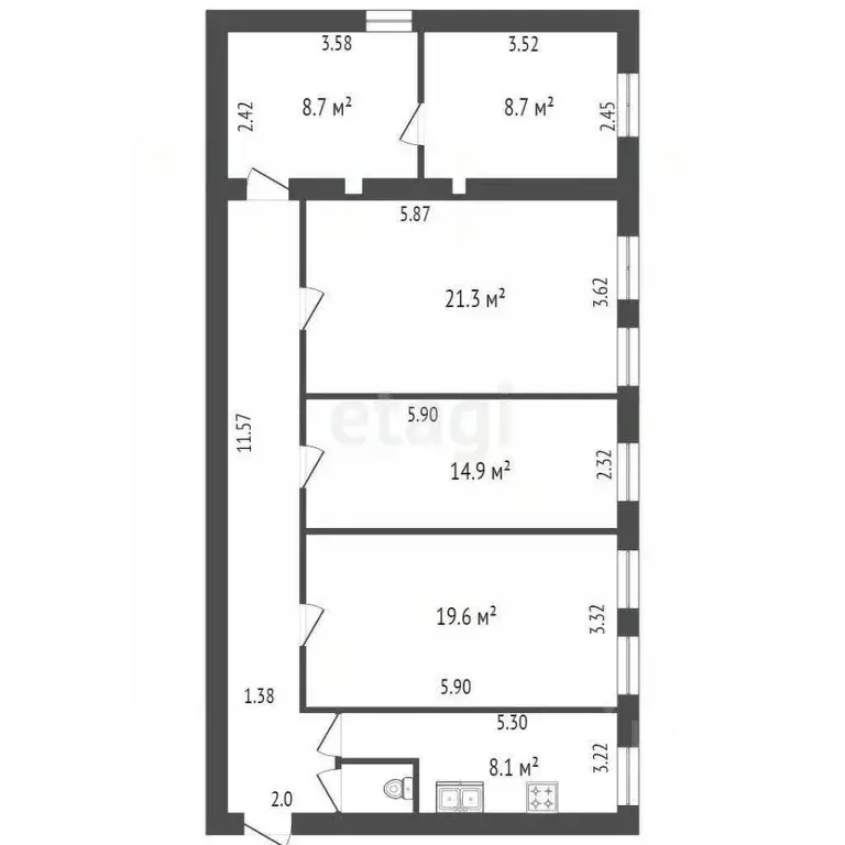 Комната Санкт-Петербург просп. Римского-Корсакова, 61 (21.3 м) - Фото 1