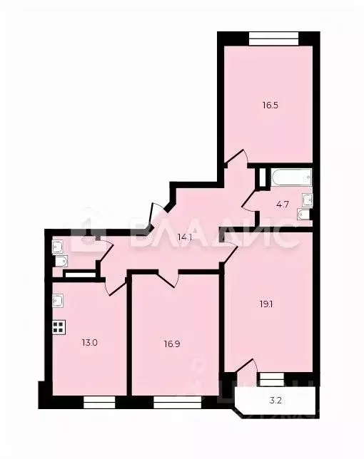 3-к кв. Санкт-Петербург Гражданский просп., 106к4 (86.8 м) - Фото 1