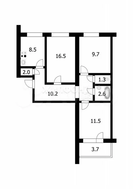 3-к. квартира, 60,1 м, 7/10 эт. - Фото 0