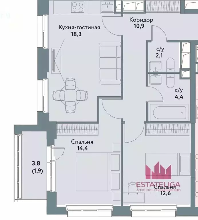 2-к кв. Москва ул. Василия Ланового, 1к2 (61.0 м) - Фото 1