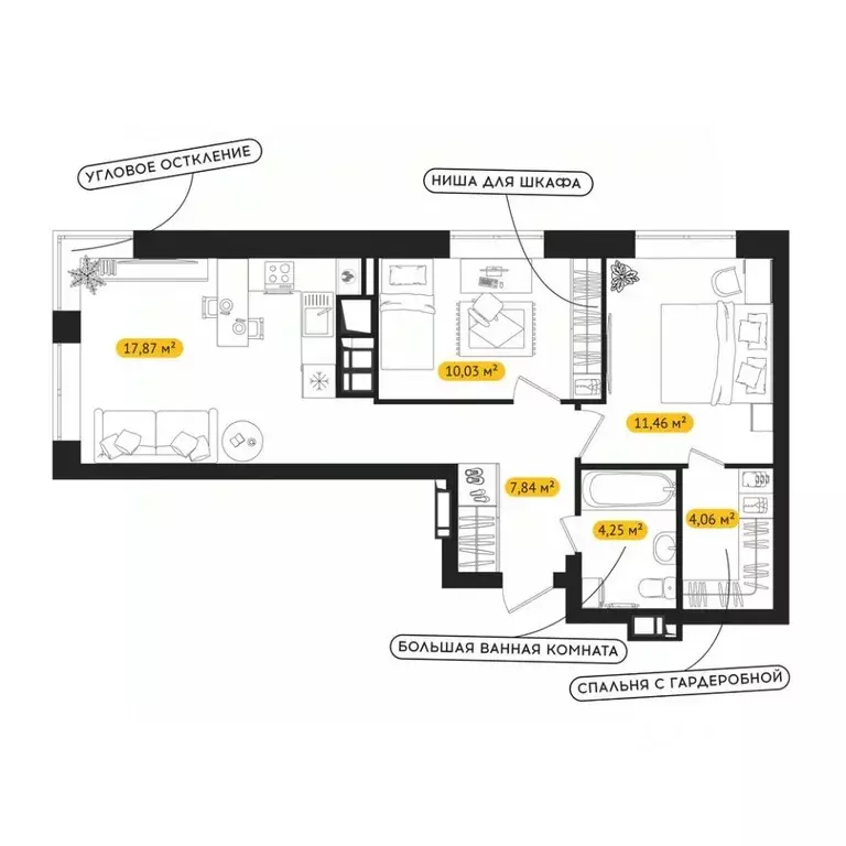 2-к кв. Астраханская область, Астрахань ул. Савушкина, 6/1 (55.79 м) - Фото 0