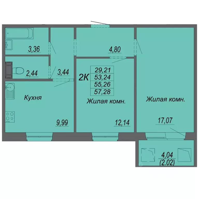 2-к кв. Хабаровский край, Хабаровск Южный мкр, ул. Рокоссовского ... - Фото 1