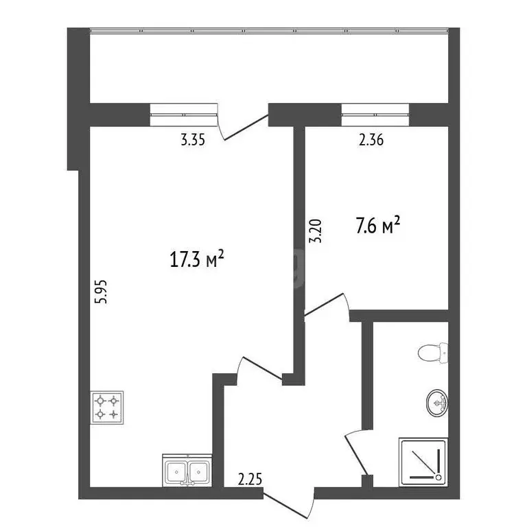 1-комнатная квартира: Тюмень, Шаимский проезд, 14 (33.2 м) - Фото 1