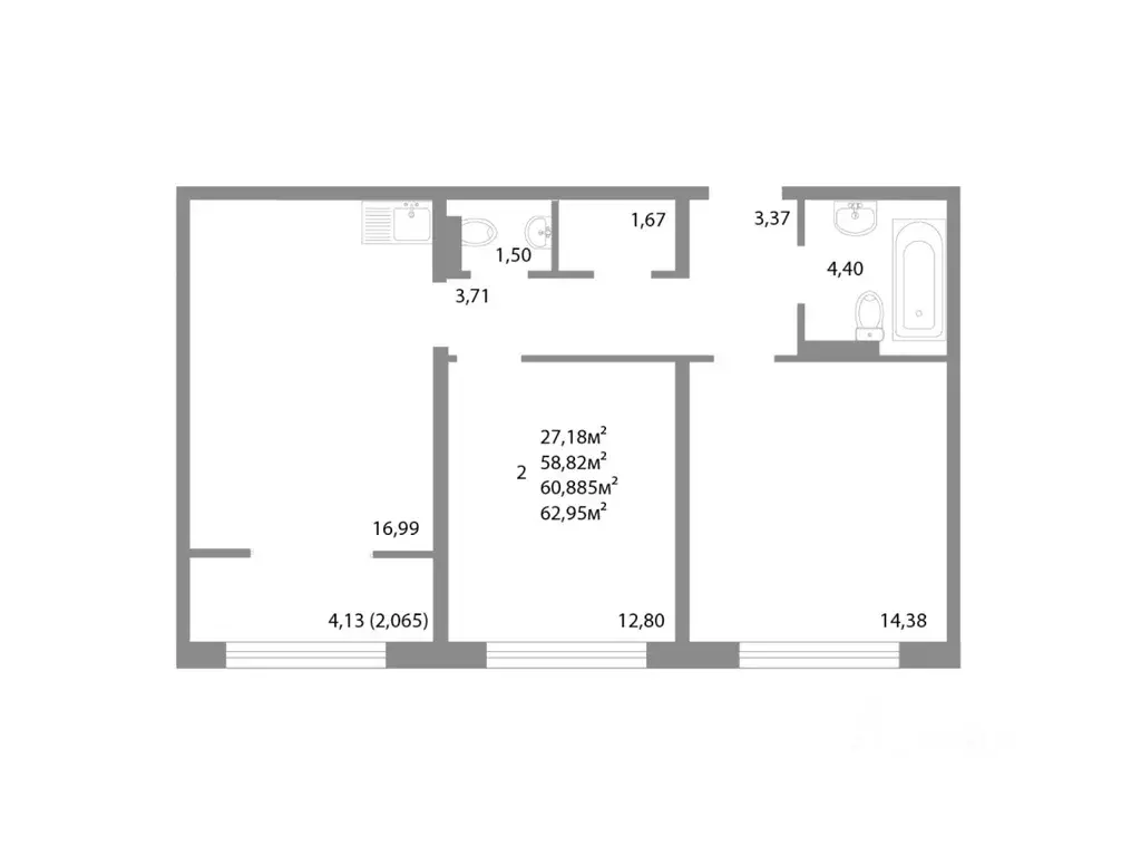 2-к кв. Челябинская область, Челябинск Университетская Набережная ул., ... - Фото 1