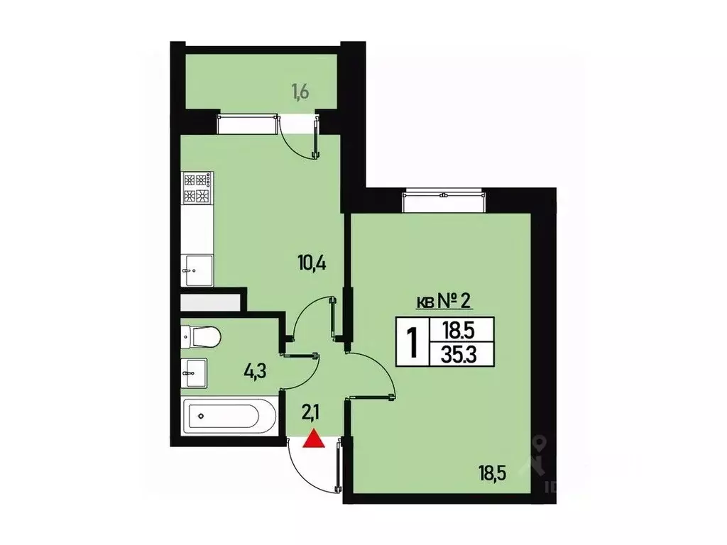 1-к кв. Москва ул. Генерала Донскова, 29к5 (35.0 м) - Фото 0