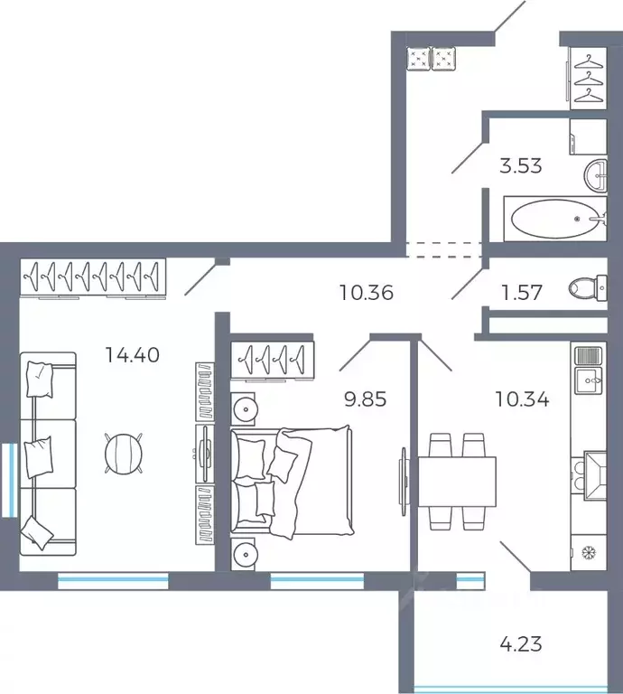 2-к кв. Самарская область, Волжский район, Лопатино с/пос, пос. ... - Фото 2