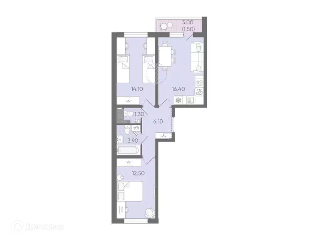 Продаётся 2-к квартира, 55.8 м - Фото 0