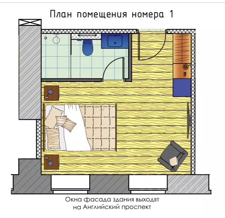 Студия Санкт-Петербург Английский просп., 27 (27.0 м) - Фото 1