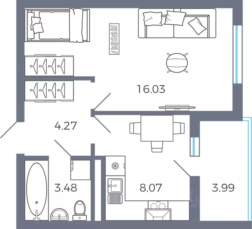 1-к кв. Самарская область, Волжский район, Лопатино с/пос, пос. ... - Фото 2