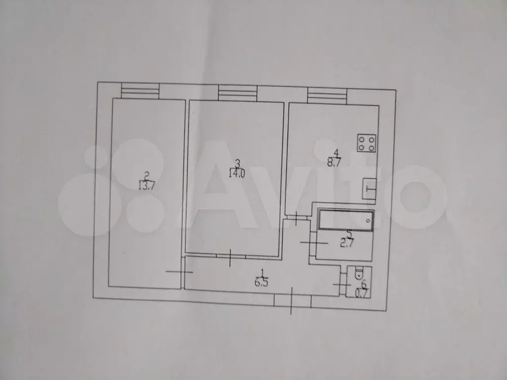 2-к. квартира, 46,3 м, 1/4 эт. - Фото 0
