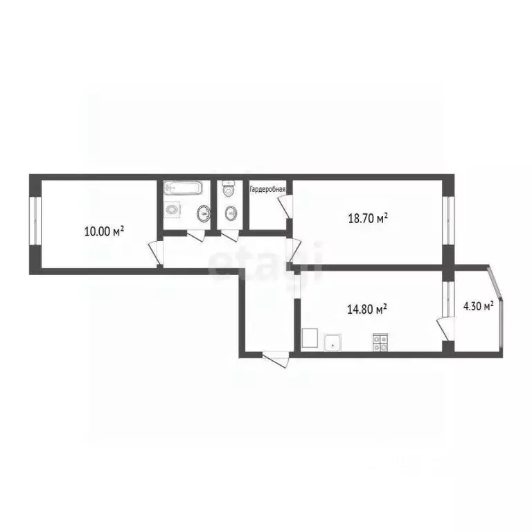 2-к кв. Ханты-Мансийский АО, Сургут ул. Иосифа Каролинского, 12 (64.5 ... - Фото 1