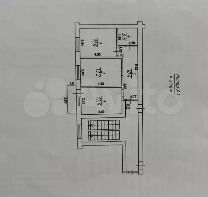 2-к. квартира, 52 м, 4/5 эт. - Фото 0
