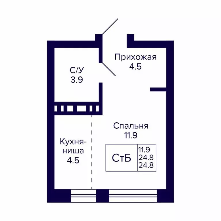 Квартира-студия: Новосибирск, 18-й Бронный переулок, 16 (24.8 м) - Фото 0