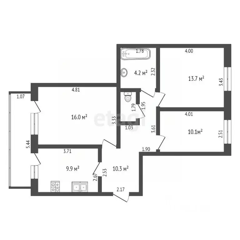 3-к кв. Марий Эл, Йошкар-Ола ул. Димитрова, 57В (65.8 м) - Фото 1