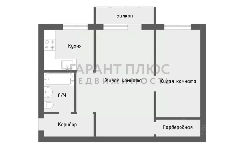 2-к кв. Липецкая область, Липецк ул. Гагарина, 81 (43.0 м) - Фото 2