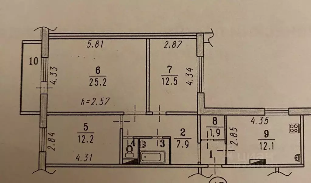 3-к кв. Омская область, Омск ул. 6-я Линия, 180 (77.5 м) - Фото 2