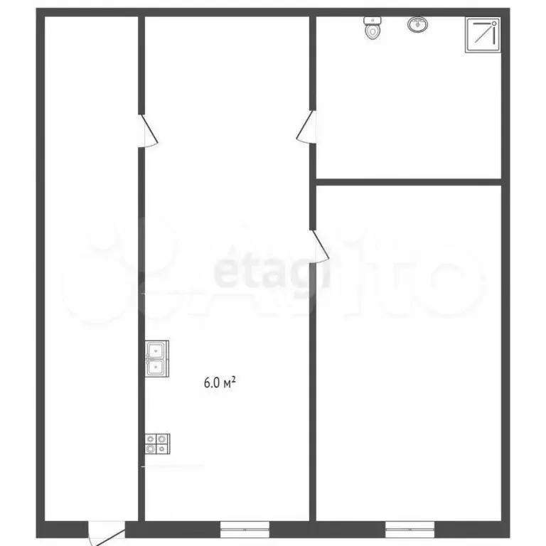 2-к. квартира, 43,6 м, 1/1 эт. - Фото 0