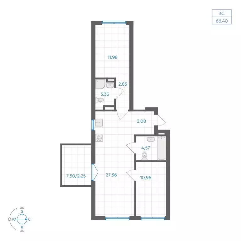 2-комнатная квартира: Челябинский городской округ, посёлок ... - Фото 1