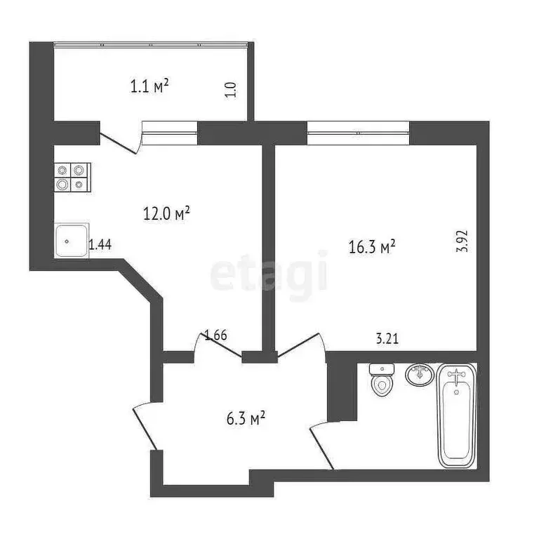 1-комнатная квартира: Симферополь, Ковыльная улица, 92 (43 м) - Фото 1