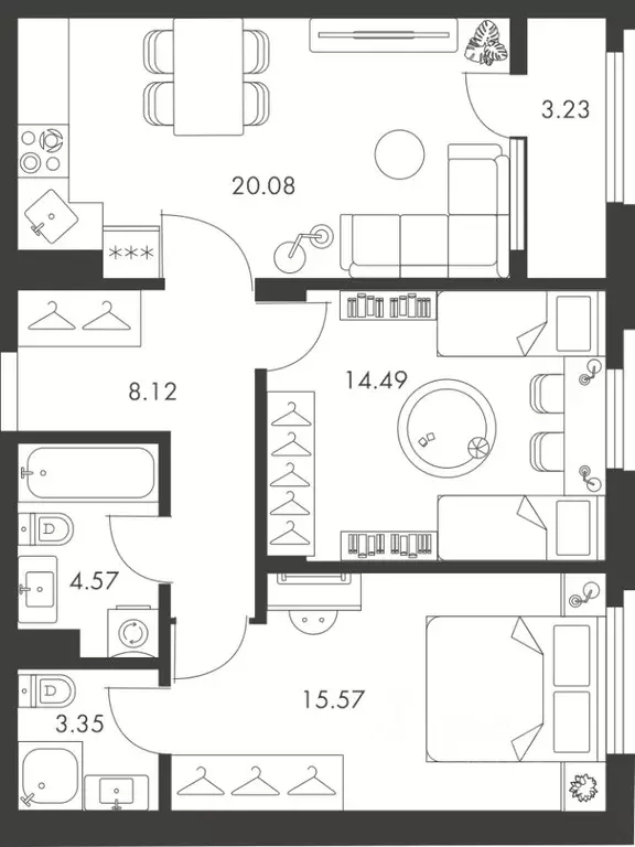 2-к кв. Тульская область, Тула ул. Карпова, 103А (69.41 м) - Фото 0