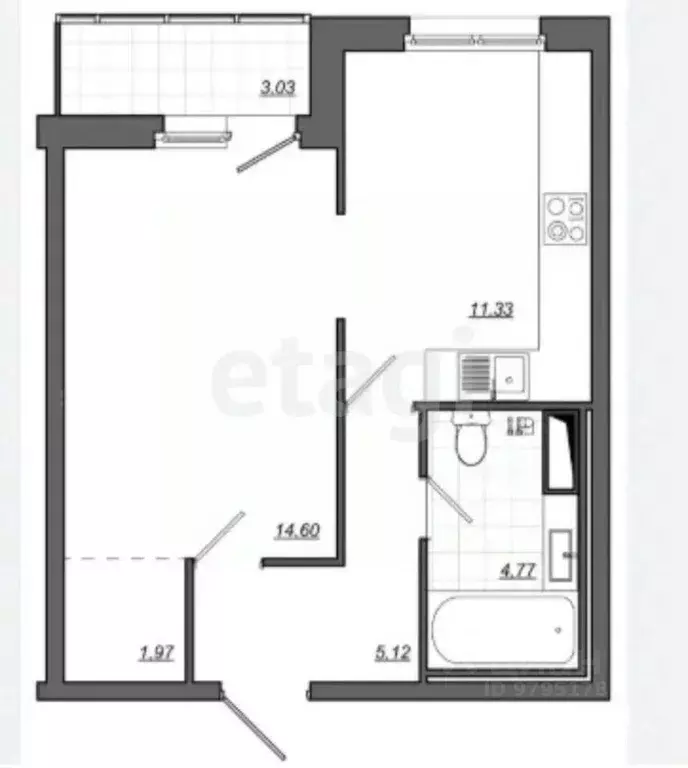 1-к кв. Татарстан, Кукмор Кукморский район, ул. Гафиятуллина, 1У (38.1 ... - Фото 2