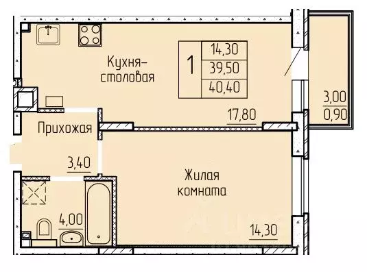 1-к кв. Ростовская область, Батайск ул. Макаровского, 4к2 (40.3 м) - Фото 0