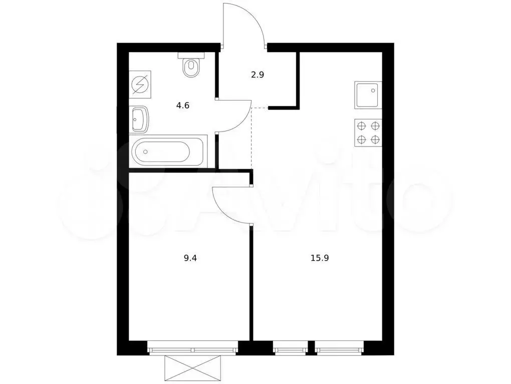 1-к. квартира, 32,8 м, 5/28 эт. - Фото 0