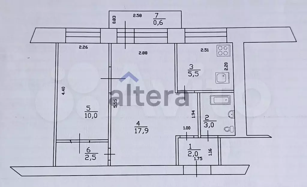 1-к. квартира, 41,5 м, 5/5 эт. - Фото 0