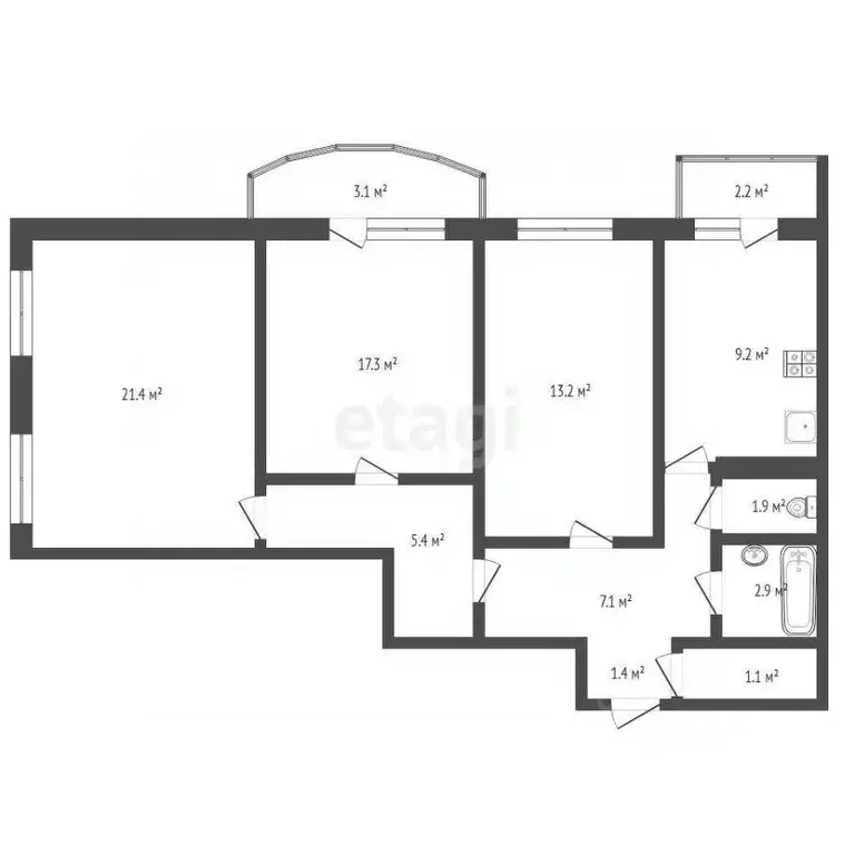 3-к кв. Тюменская область, Тюмень ул. Героев Космоса, 23 (72.9 м) - Фото 0