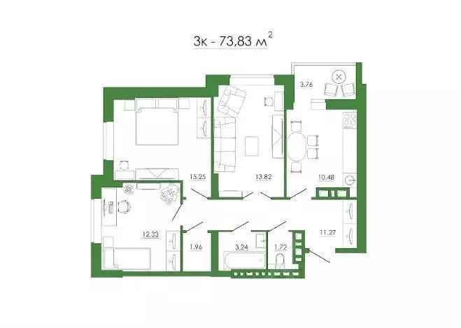 3-к кв. Ростовская область, Ростов-на-Дону Магнитогорская ул., 2 (74.0 ... - Фото 1